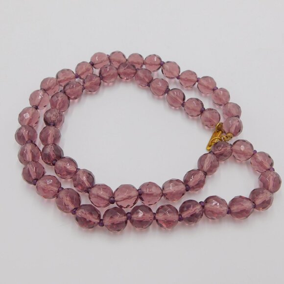 Miriam Haskell Purple Art Glass Bead Necklace | Vintage | Signed | 22.5" L - Picture 9 of 9